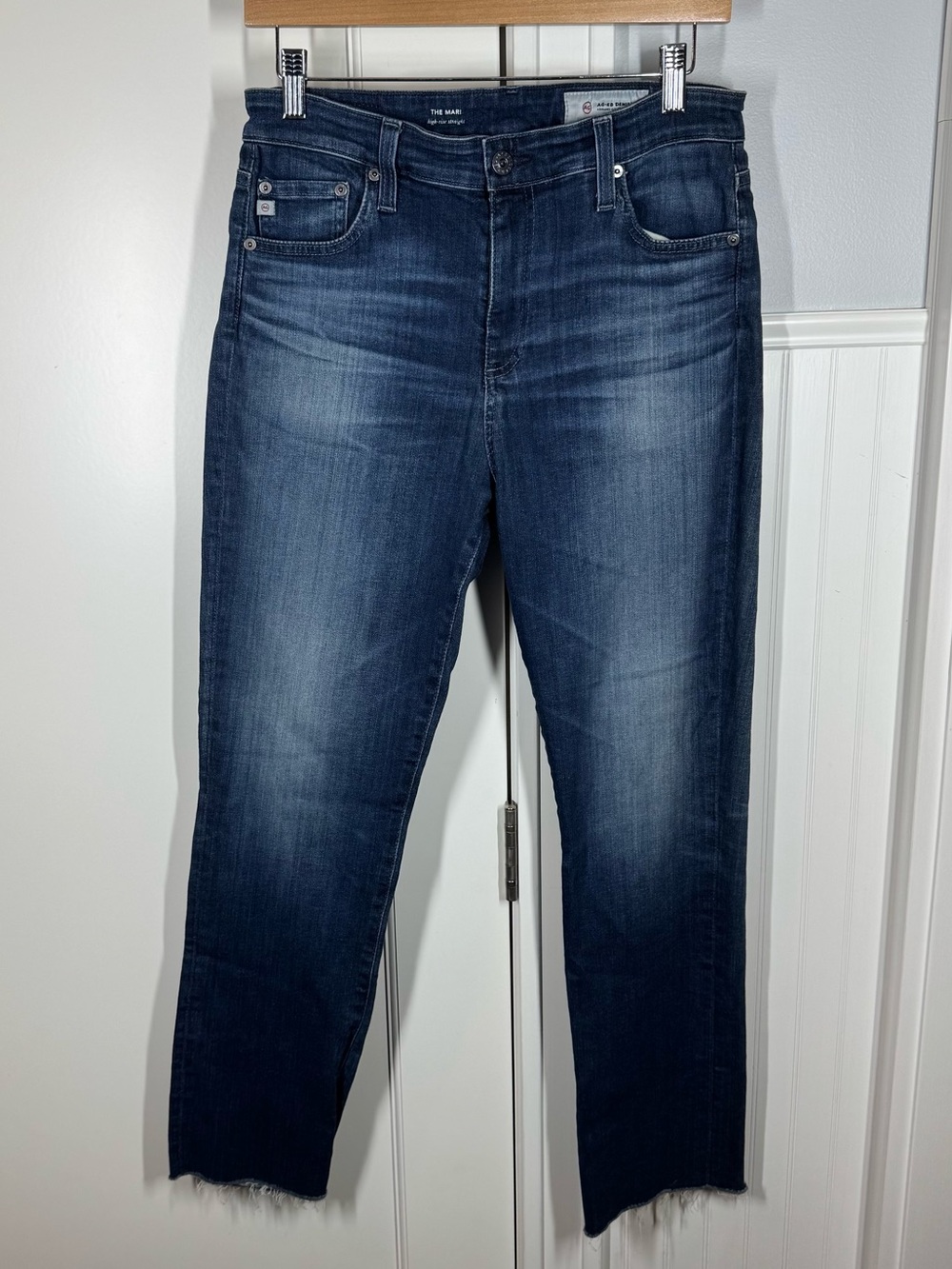 AG Adriano Goldschmied Jeans Womens‎ 30 Blue Mari Crop High Rise Raw Hem Boho
